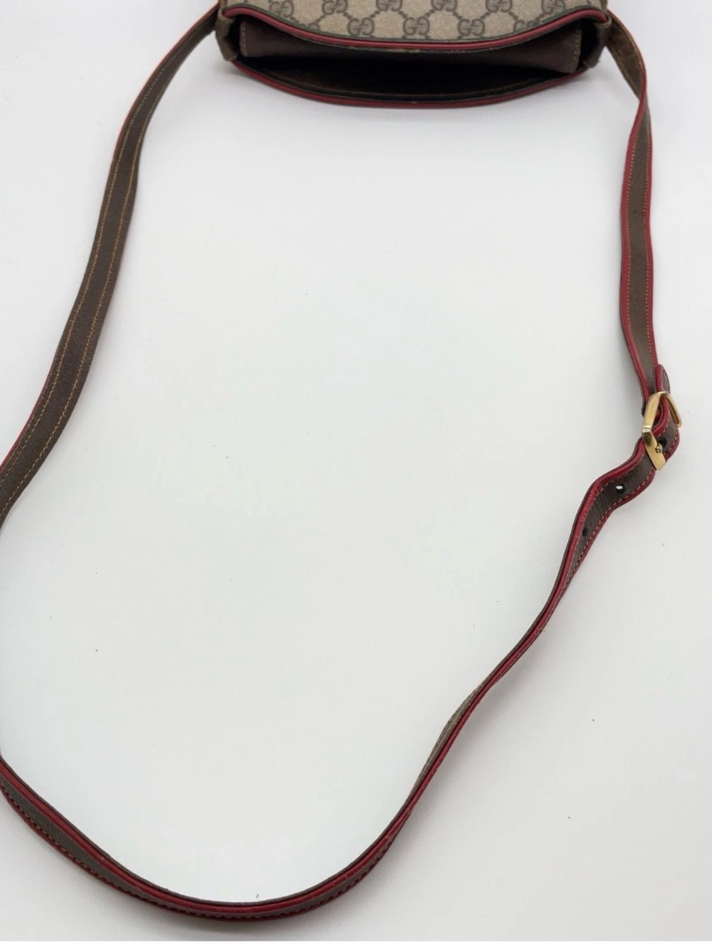 Gucci Monogram Crossbody Bag in Beige with Red Trim - Picture 16 of 17